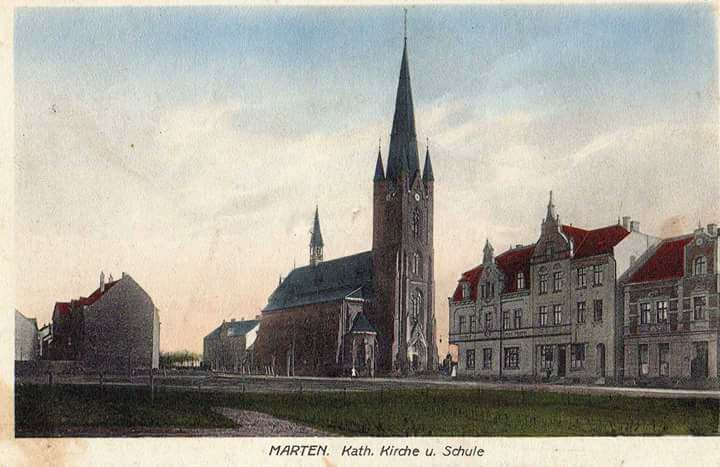 Postkarte aus Marten: Kath. Kirche und Schule